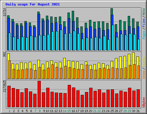 Daily usage for August 2021