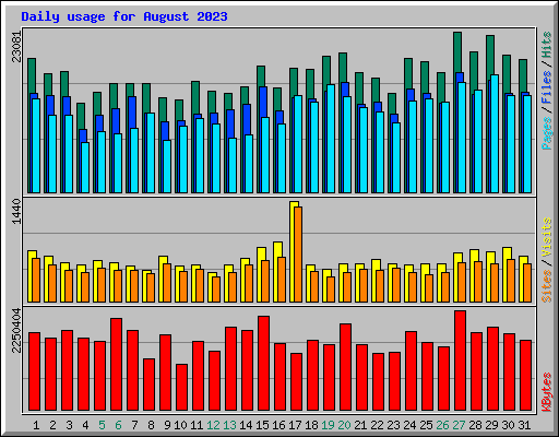 Daily usage for August 2023